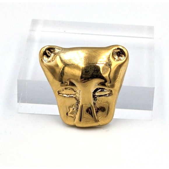 Metropolitan Museum Art Sterling 925 Vermeil MMA Lioness Cat Mask Pin Brooch - Picture 2 of 11